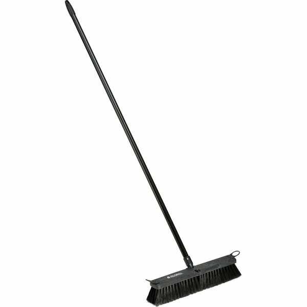 Global Industrial 18in Push Broom W/ Plastic Block & Steel Handle, Fine Sweep 641530